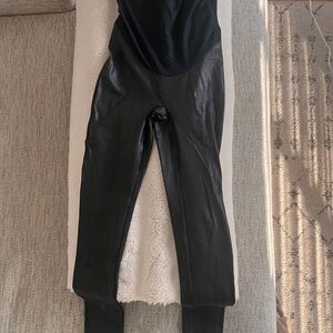 Spanx Maternity Black Leather Leggings